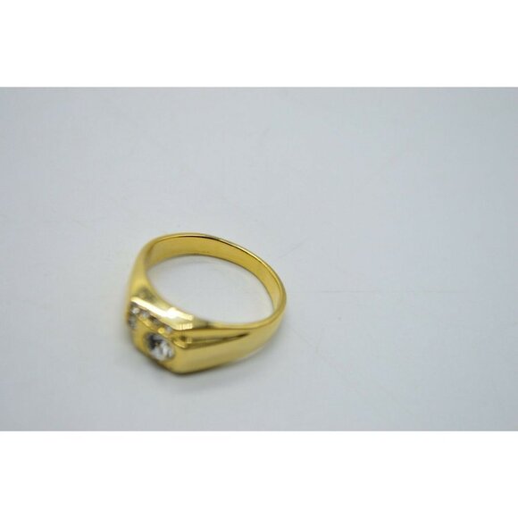 Clear Rhinestone Faux Diamond Men's Statement Gold - Picture 6 of 6